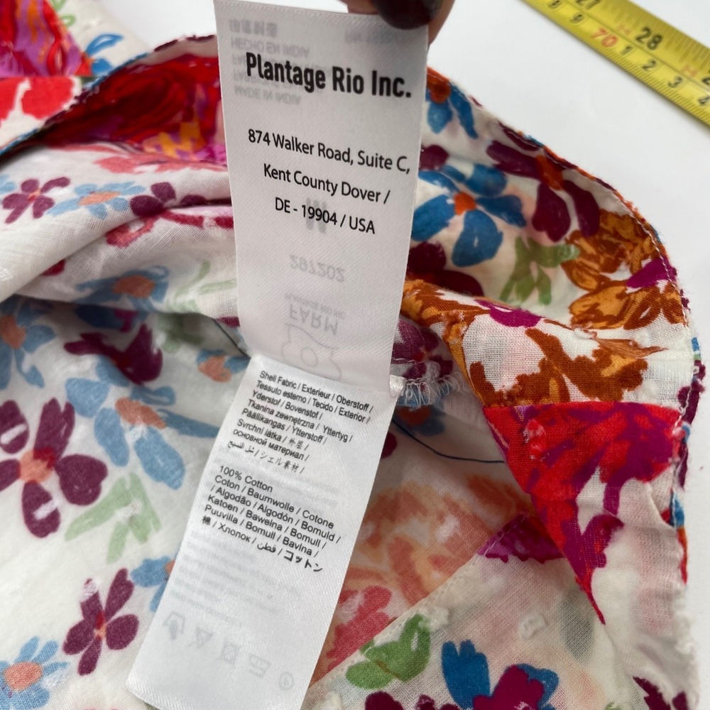 FARM Rio Multicolor Floral Puff-Sleeve Peasant Blouse with Banana Design - Picture 11 of 14